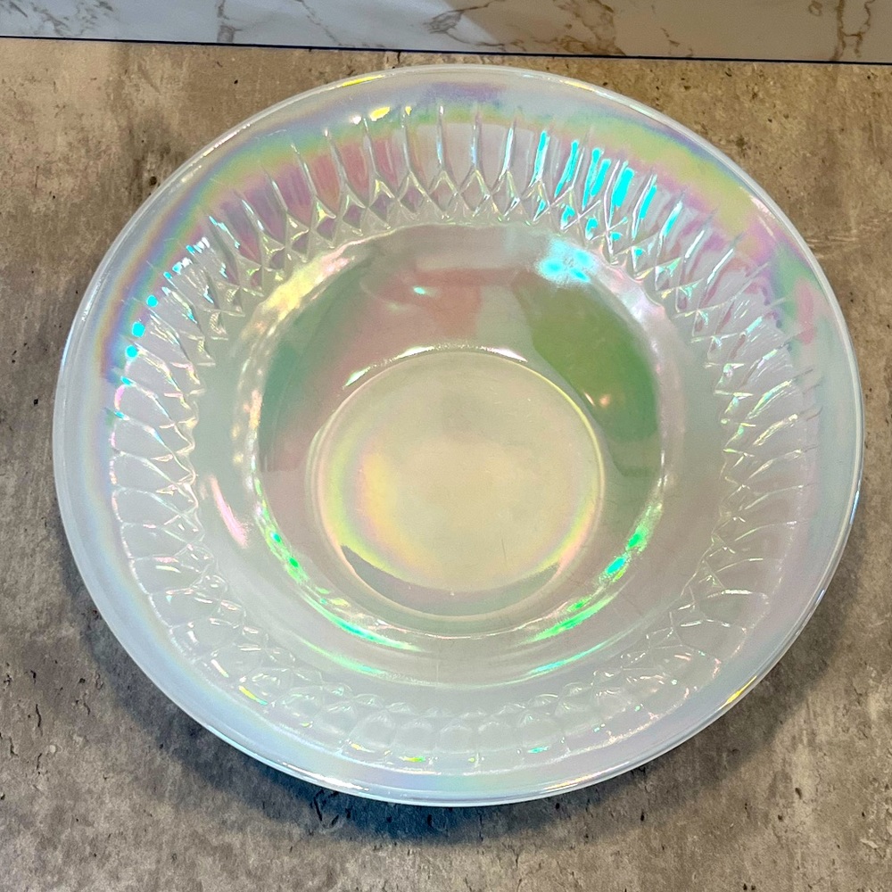 Vintage Federal Moonglow Bowl, Diamond Point, Iridescent, Mid Century 1960’s